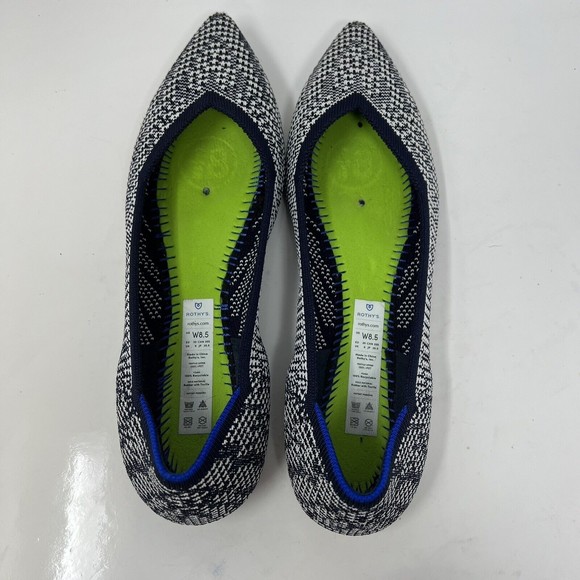 Rothy’s The Point Navy Blue Houndstooth Ballet Flat Women’s Size 8.5 - Picture 5 of 7